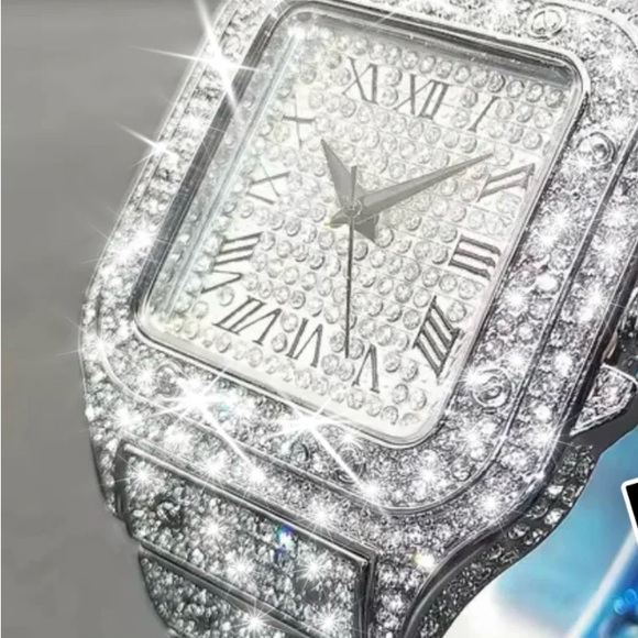 Silver Diamond-Studded Watch